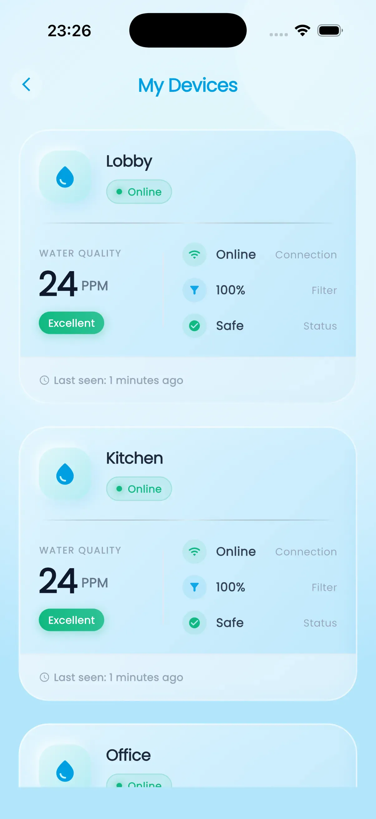Suluk app device list showing several devices in one home